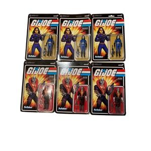 Gi Joe Super 7 ReAction Figures Lot of 6 Cobra Baroness Destro Action Sealed